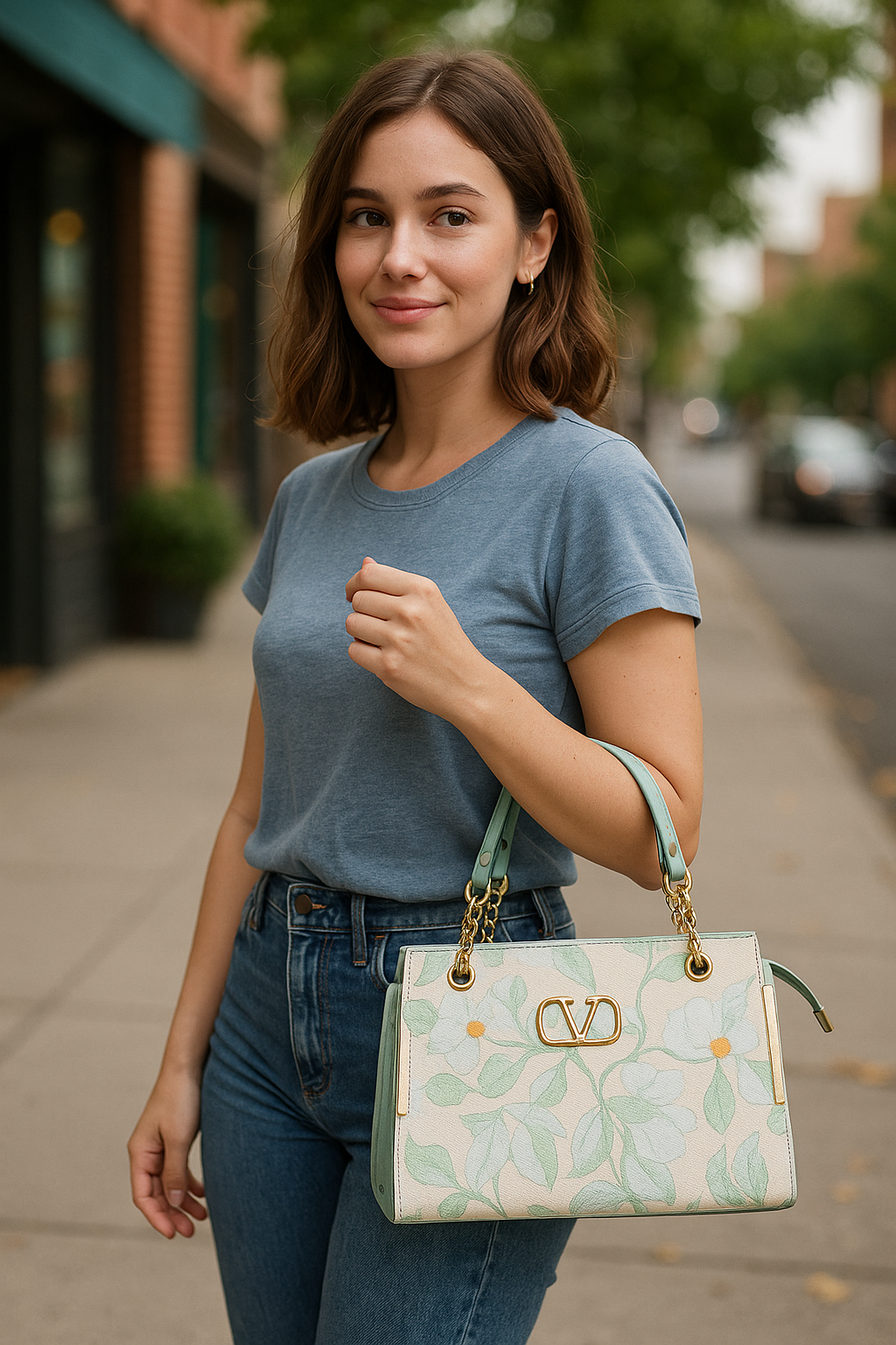 Blossom Elegance Floral Embroidered Vegan Leather Ladies Handbag