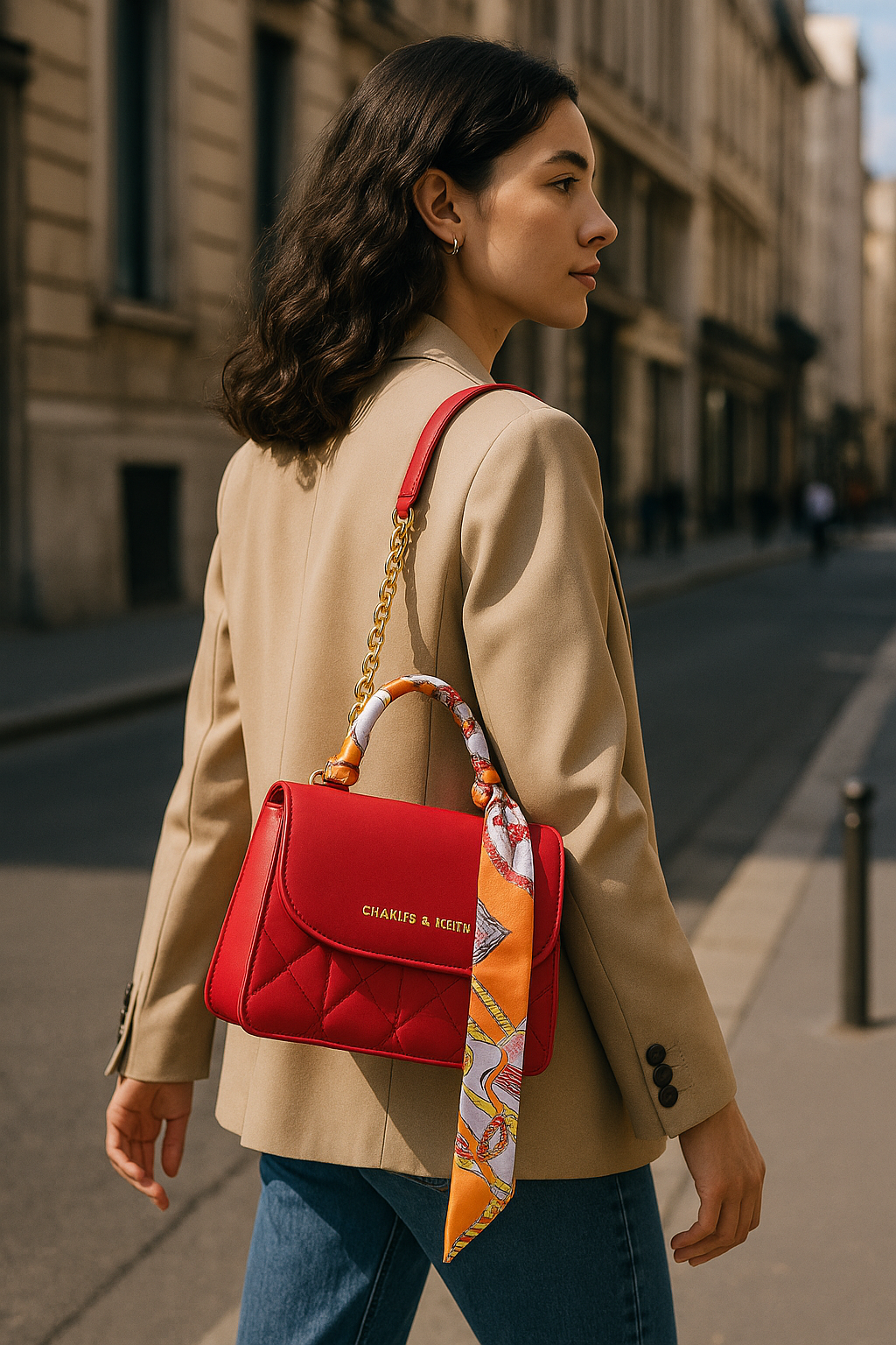 Premium Quilted Top-Handle Handbag Black & Red Street Style