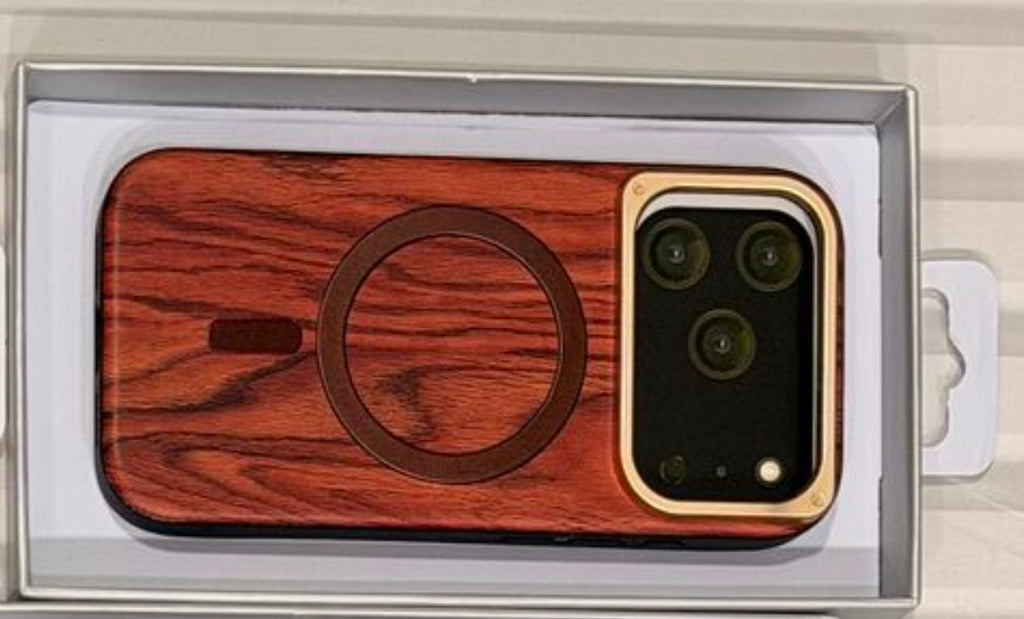 Wooden texture premium back case with magsafe for iPhone 17 Pro Max and 17 Pro