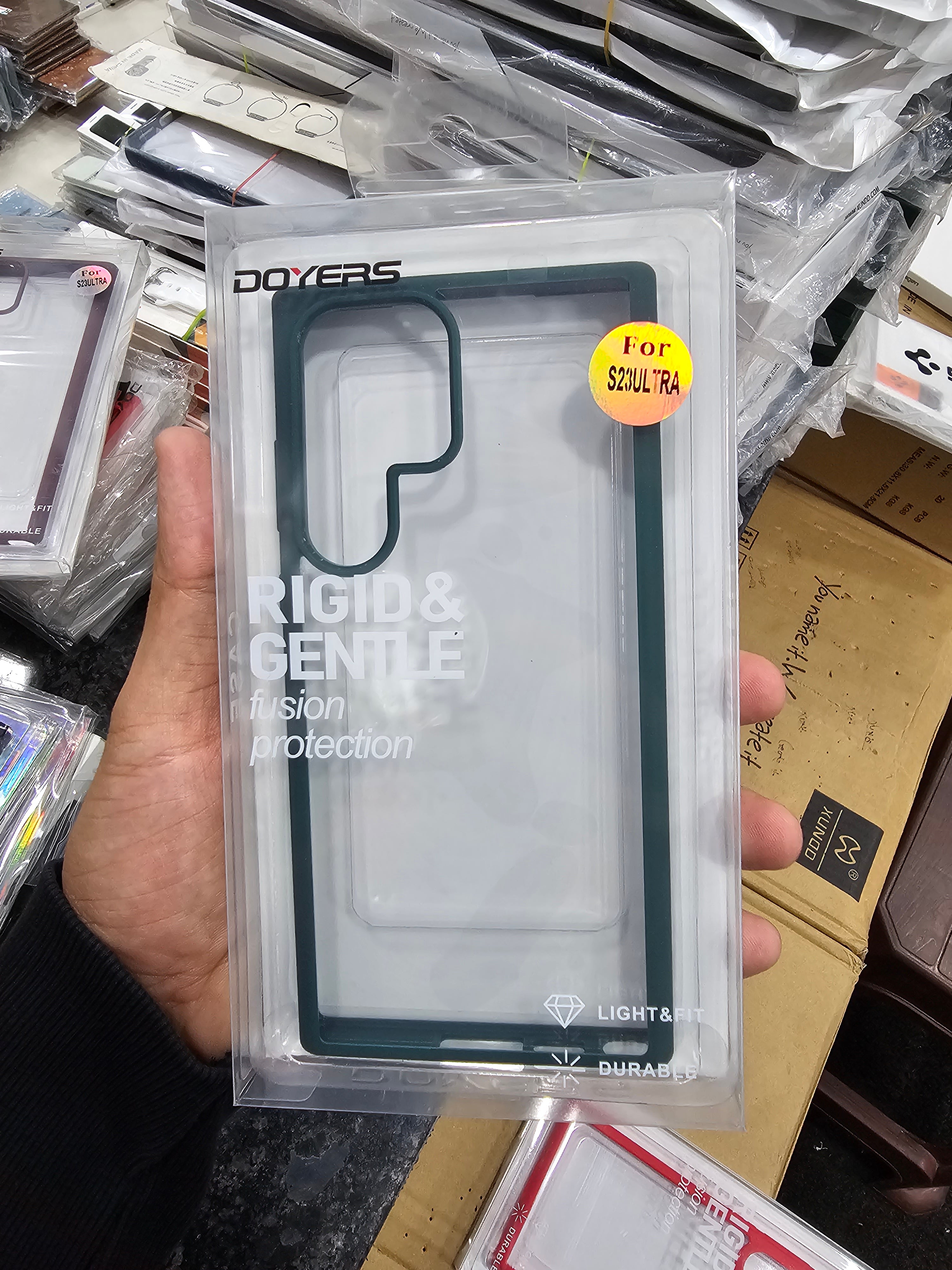 Samsung Galaxy S23 Ultra Hybrid Clear Back case, Shockproof Design with Camera Protection (Transparent - Black)