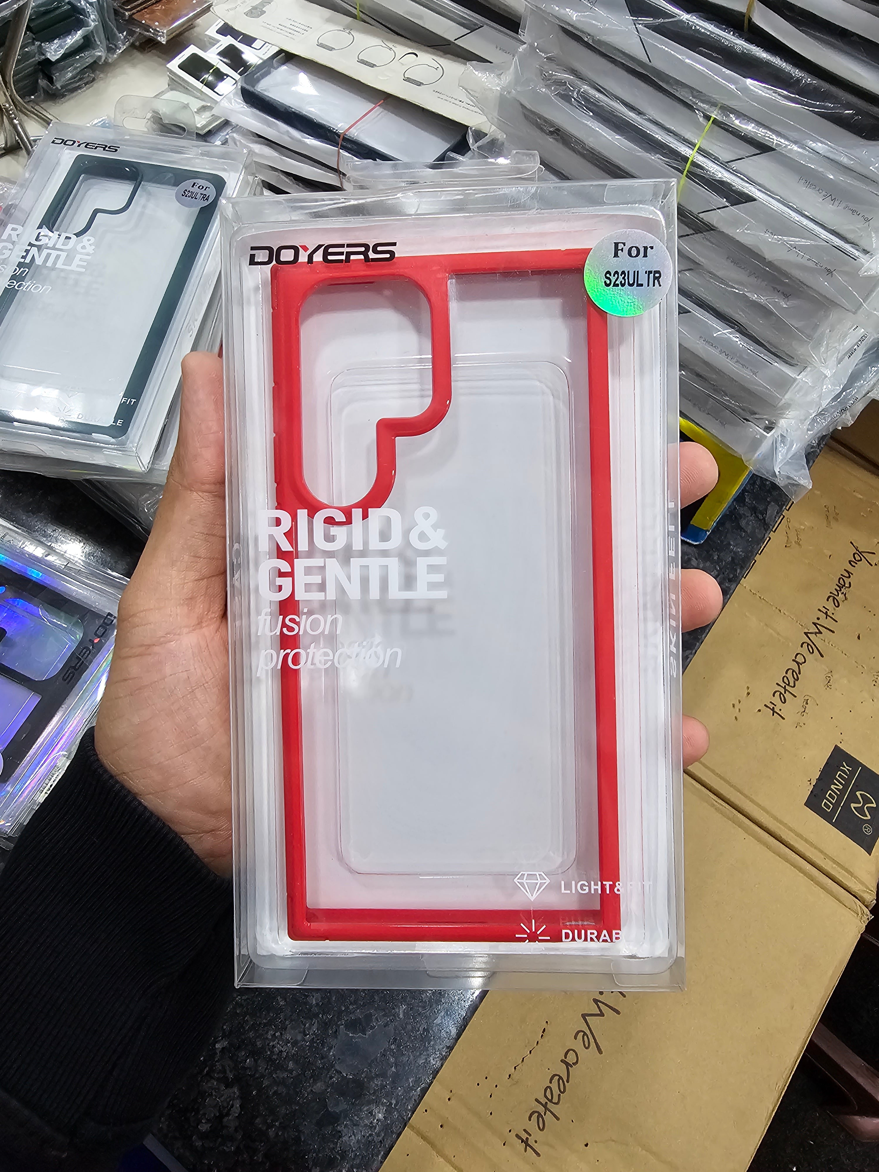 Samsung Galaxy S23 Ultra Hybrid Clear Back case, Shockproof Design with Camera Protection (Transparent - Black)