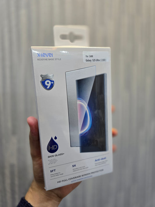 X - Level Premium Tempered Glass Screen Protector Full Glue for Samsung Galaxy S25 Ultra with Fingerprint Working - Mini Anti Reflection