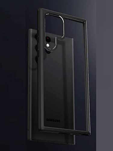 Samsung Galaxy S22 Ultra Hybrid Clear Back case, Shockproof Design with Camera Protection (Transparent - Black)