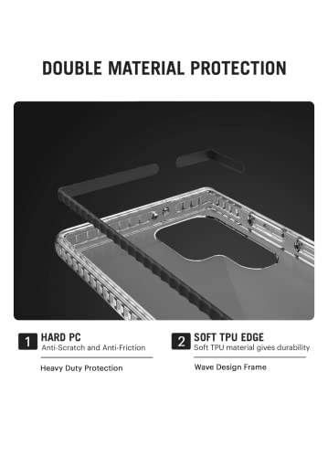 Samsung Galaxy S23 Ultra Hybrid Clear Back case, Shockproof Design with Camera Protection (Transparent - Black)