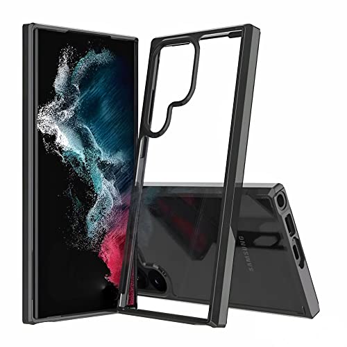 Samsung Galaxy S22 Ultra Hybrid Clear Back case, Shockproof Design with Camera Protection (Transparent - Black)