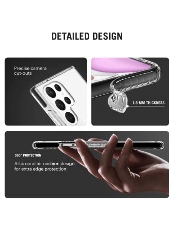 Samsung Galaxy S22 Ultra Hybrid Clear Back case, Shockproof Design with Camera Protection (Transparent - Black)