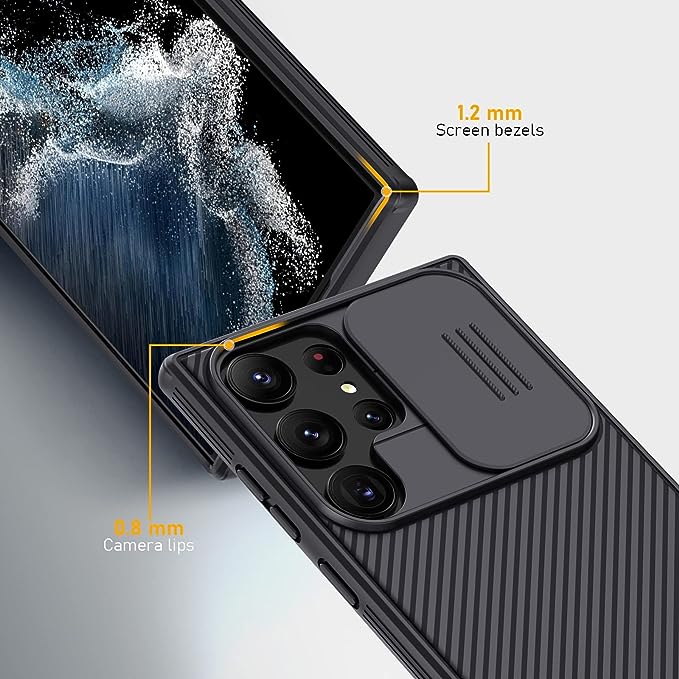Nillkin Camshield Pro Back Case and Trunzo Full Glue Premium Tempered Glass for Samsung Galaxy S23 Ultra - Combo 1