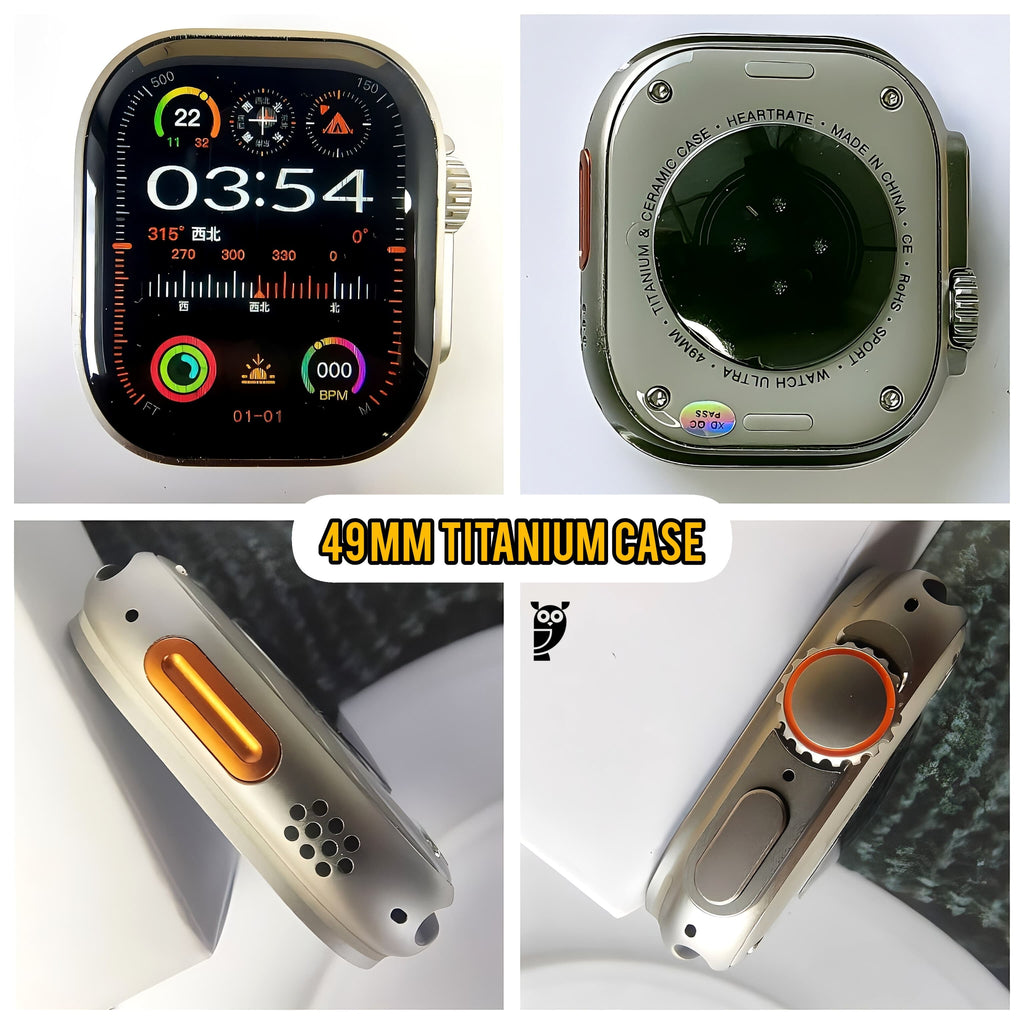 Apple watch Ultra 2 clone with titanium like metal finish, High resolution OLED display, serial number working