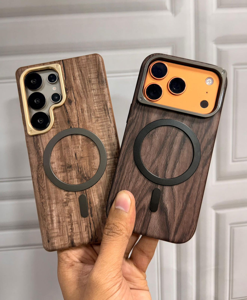 Wooden texture premium back case with magsafe for iPhone 17 Pro Max and 17 Pro