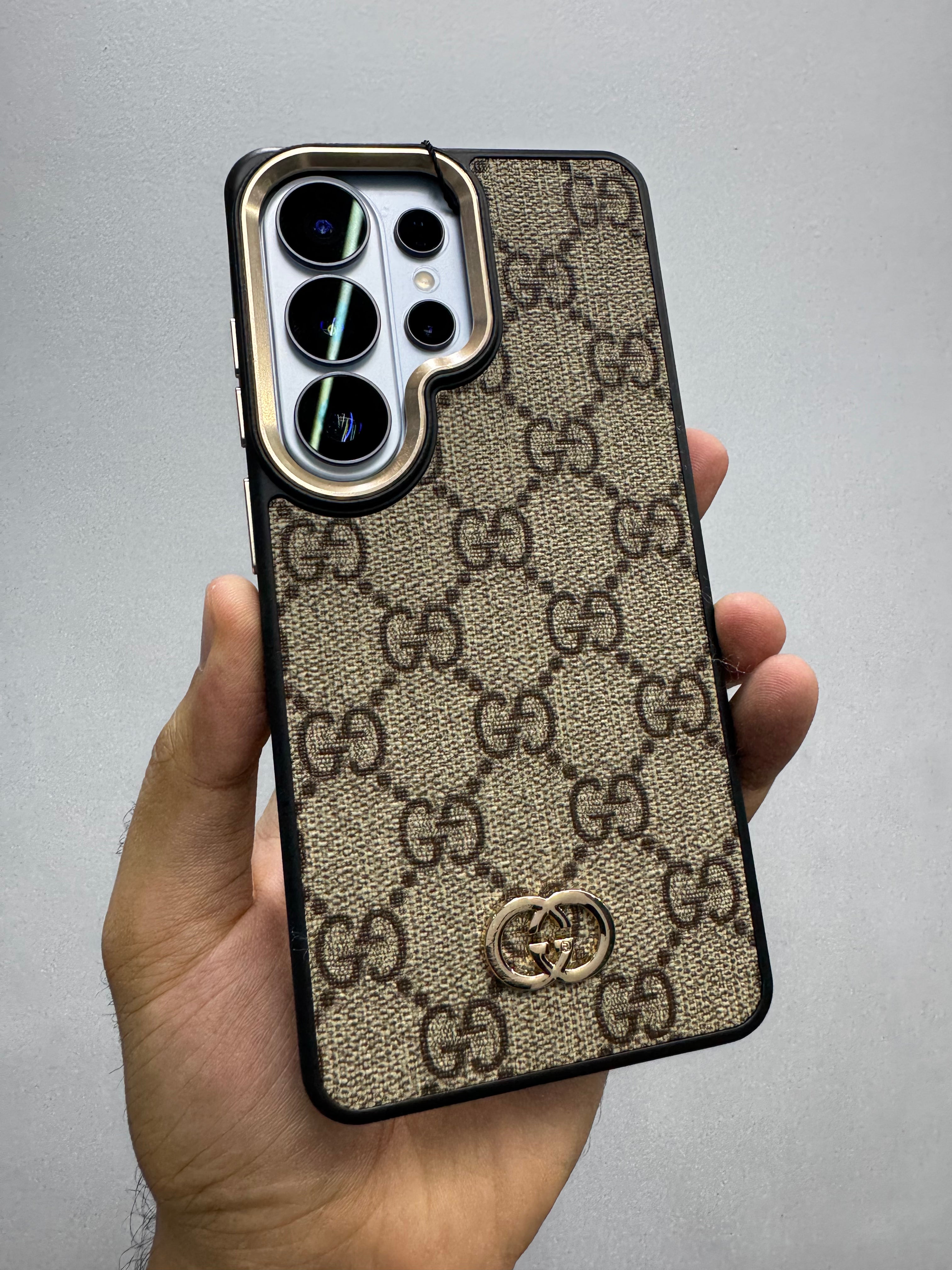 Luxury GG Monogram Designer Leather Case for Samsung Galaxy S26 Ultra | Premium Shockproof Back Cover | Slim Protective Case