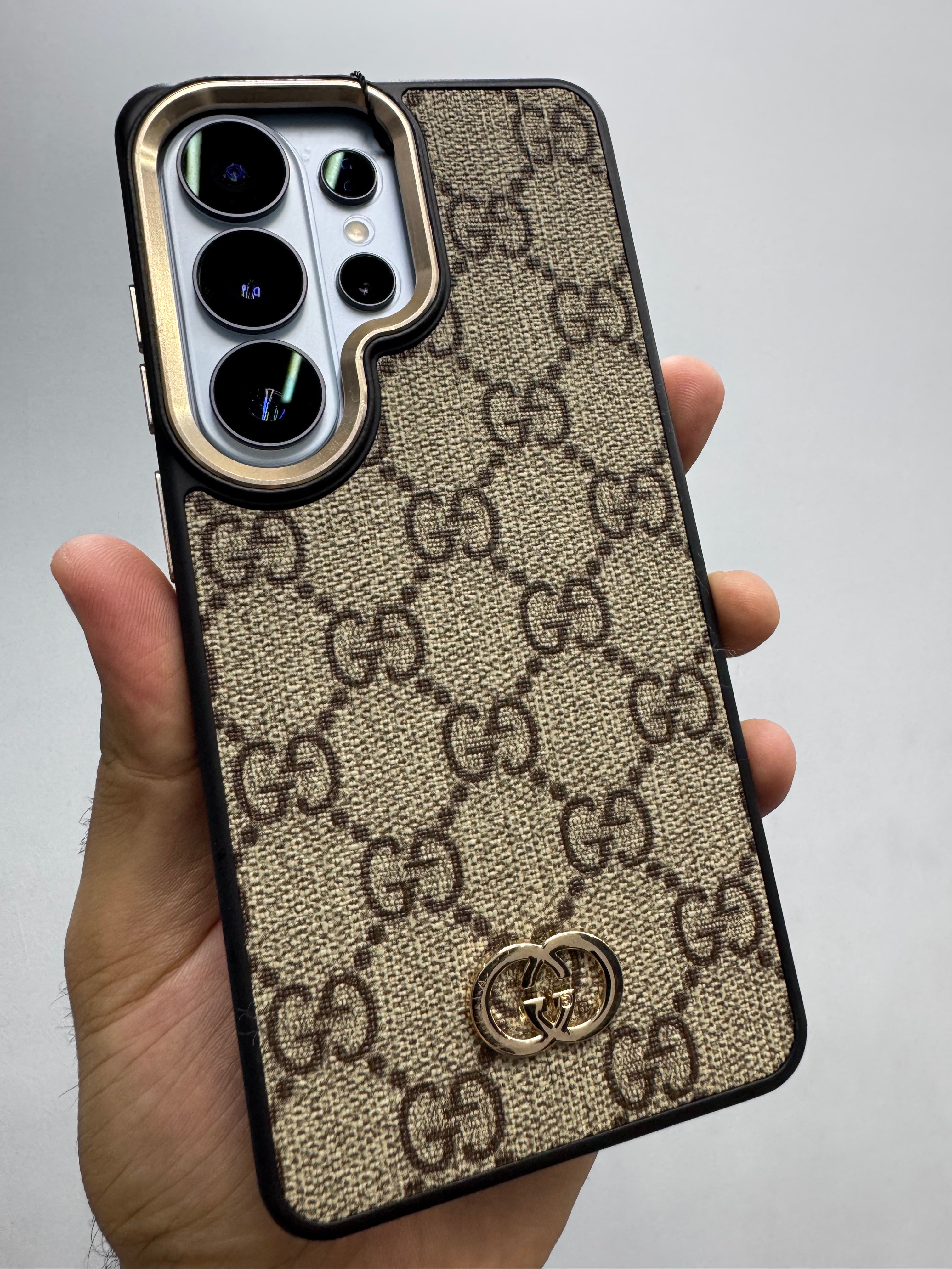 Luxury GG Monogram Designer Leather Case for Samsung Galaxy S26 Ultra | Premium Shockproof Back Cover | Slim Protective Case