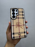 Burberry Luxury Checkered Designer Leather Case for Samsung Galaxy S26 Ultra | Premium Shockproof Back Cover | Slim Protective Cover