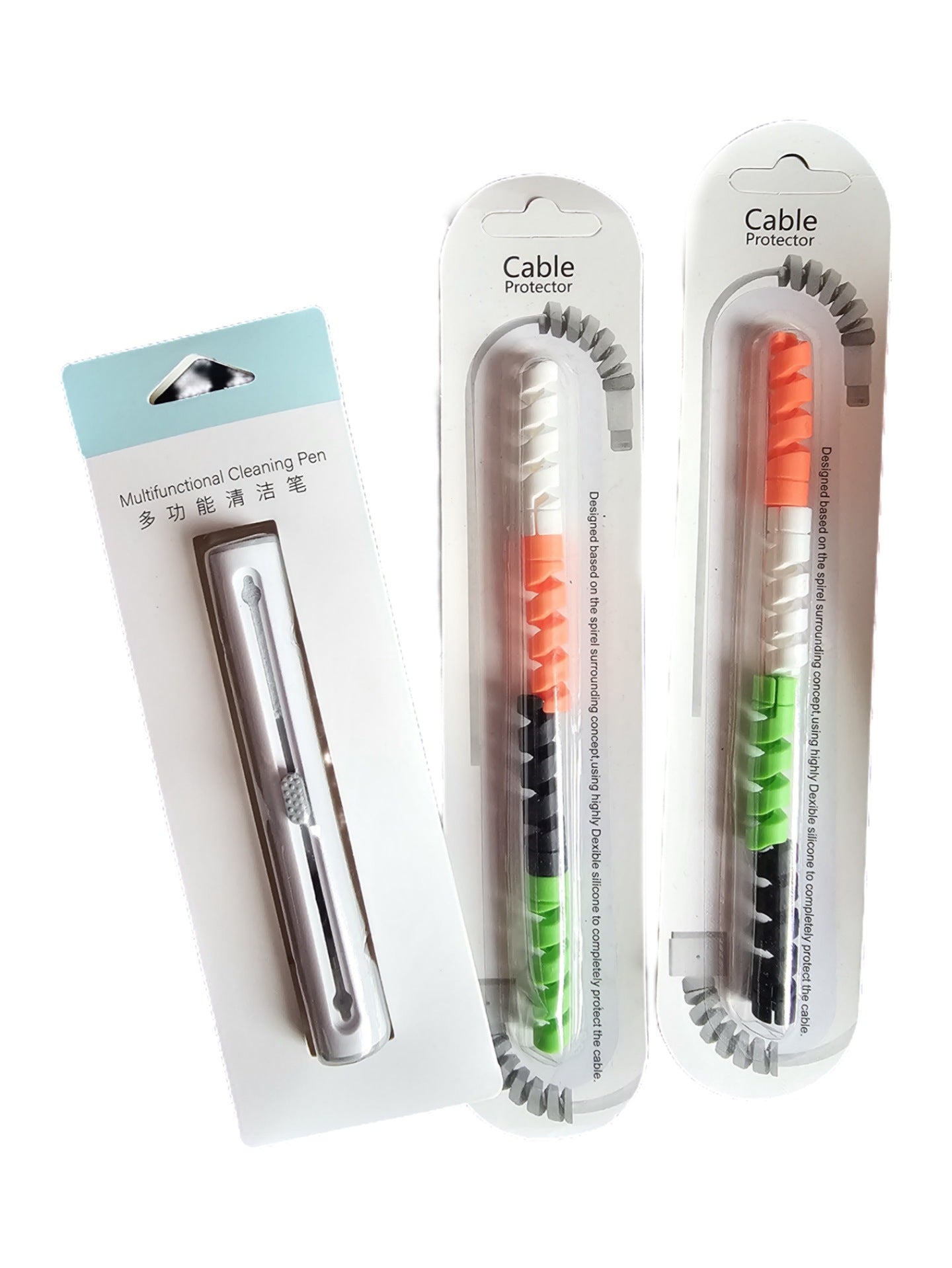 Airpods cleaning pen and silicone cable protectors (Set of 2 - 1 airpods cleaning pen + 2 packs cable protectors)