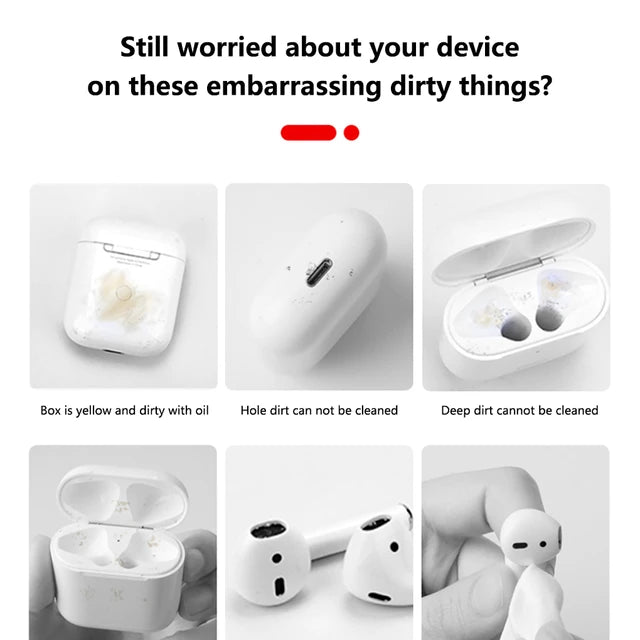 Airpods cleaning pen and silicone cable protectors (Set of 2 - 1 airpods cleaning pen + 2 packs cable protectors)