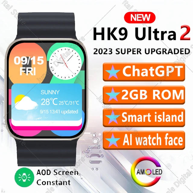 HK9 Ultra 2 Smart Watch Unboxing Review, Super Amoled Display with Ai  Watch Faces