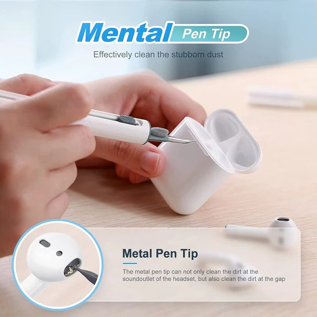 Airpods cleaning pen and silicone cable protectors (Set of 2 - 1 airpods cleaning pen + 2 packs cable protectors)
