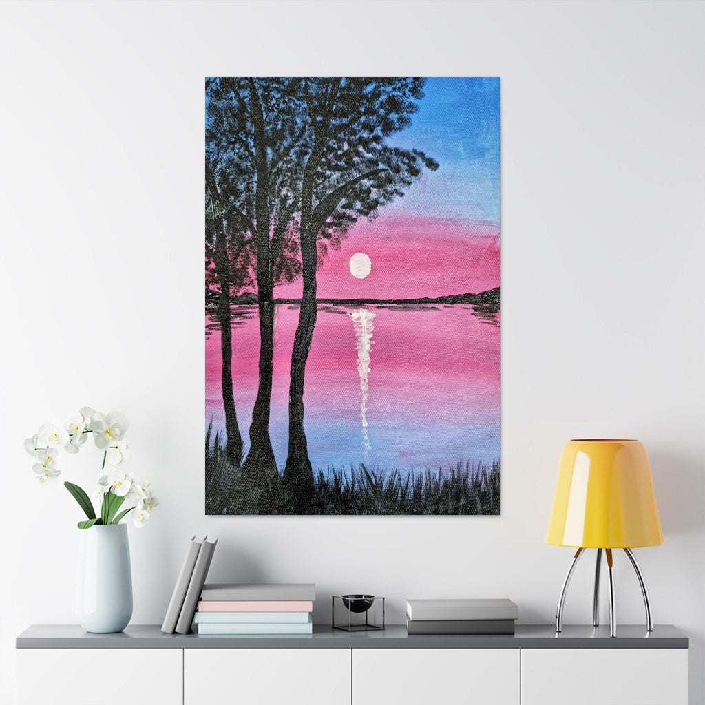 Enchanting Evening Moonlight Handmade Painting: Tranquil Wall Art Décor - 10x12 inches unframed
