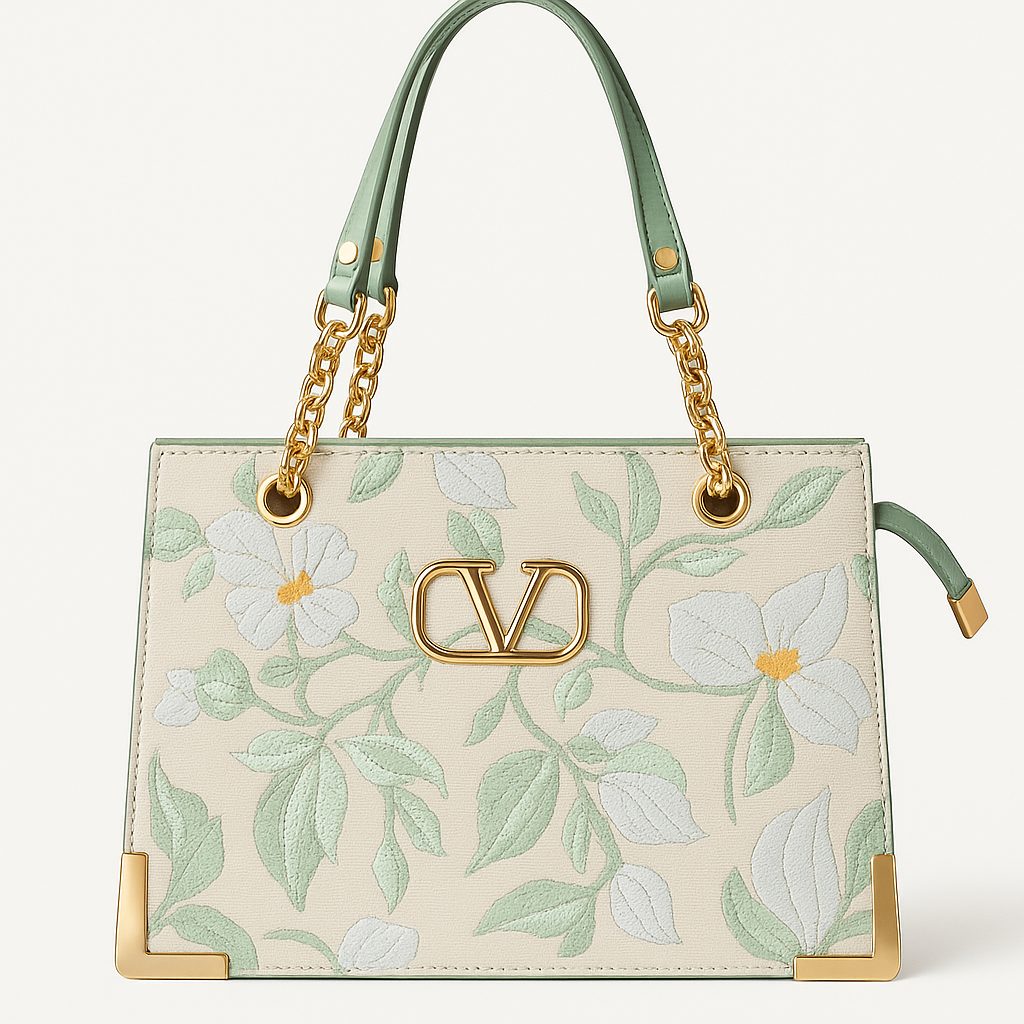 Blossom Elegance Floral Embroidered Vegan Leather Ladies Handbag