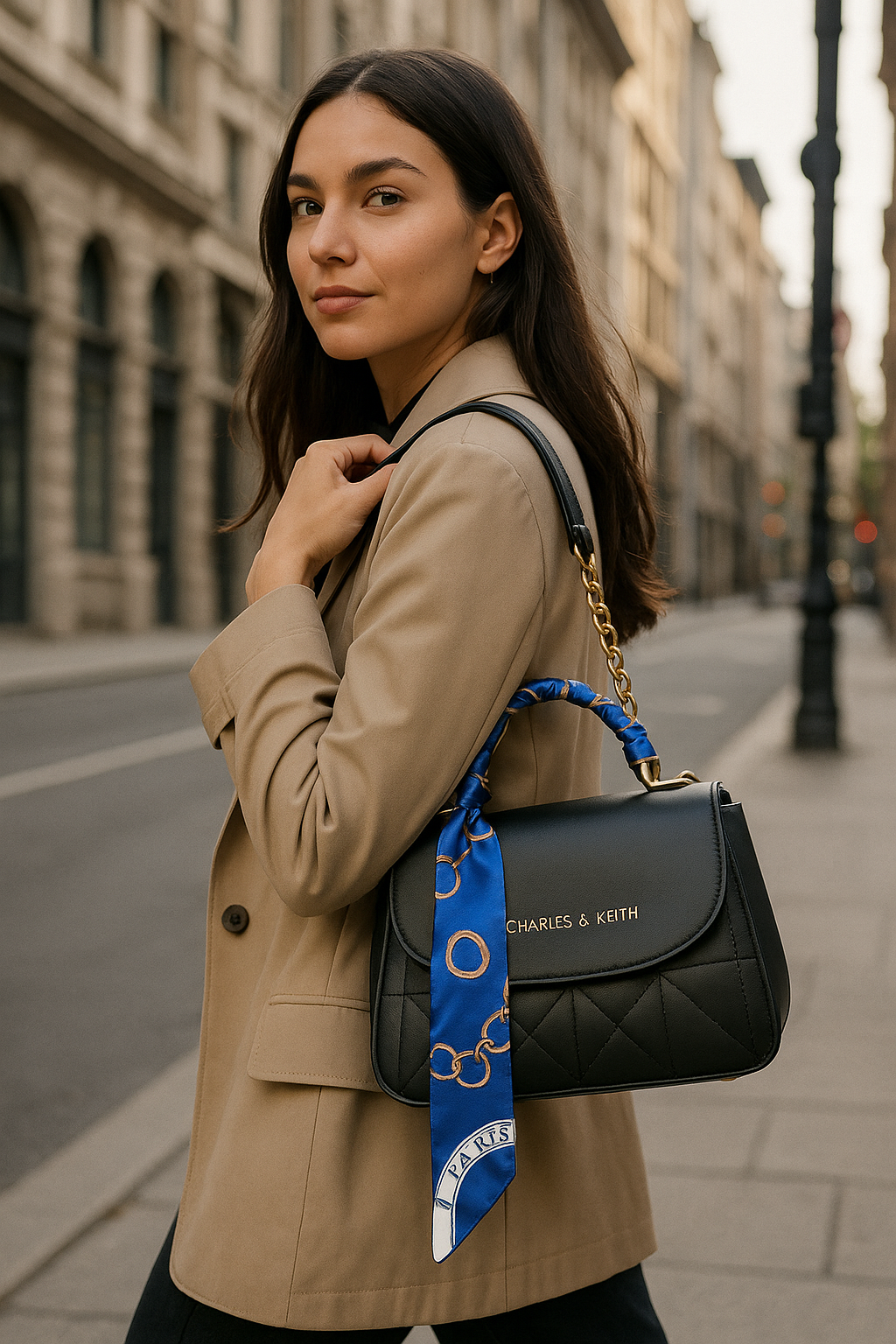 Premium Quilted Top-Handle Handbag Black & Red Street Style