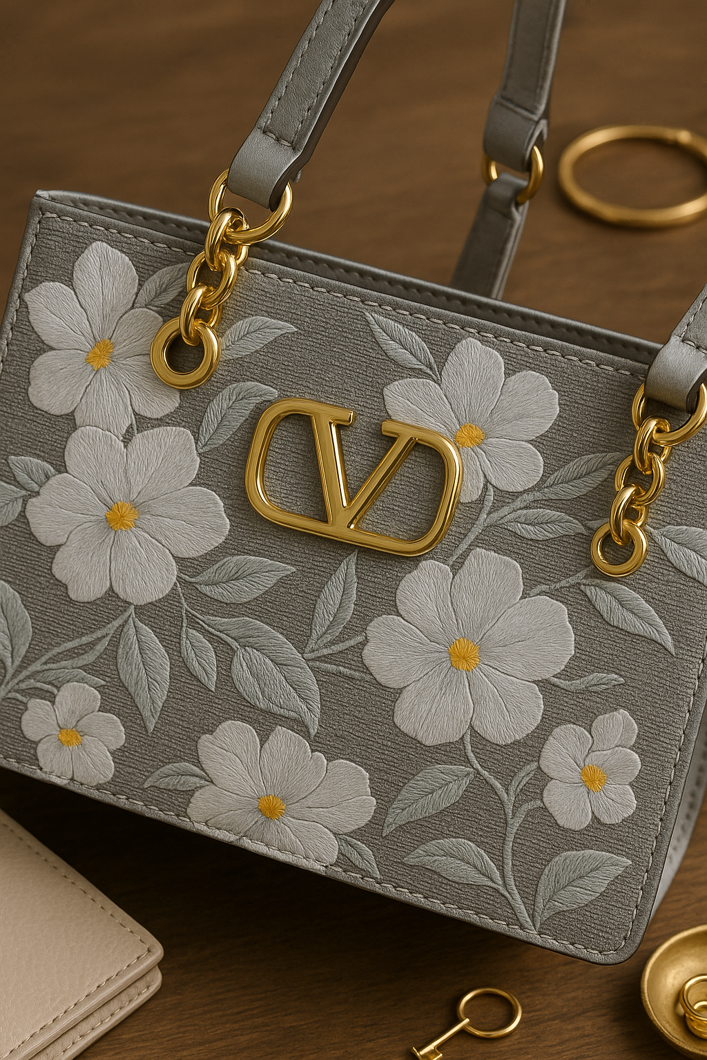 Blossom Elegance Floral Embroidered Vegan Leather Ladies Handbag