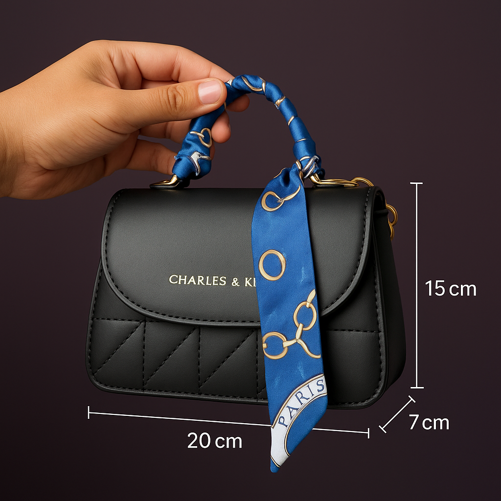 Premium Quilted Top-Handle Handbag Black & Red Street Style