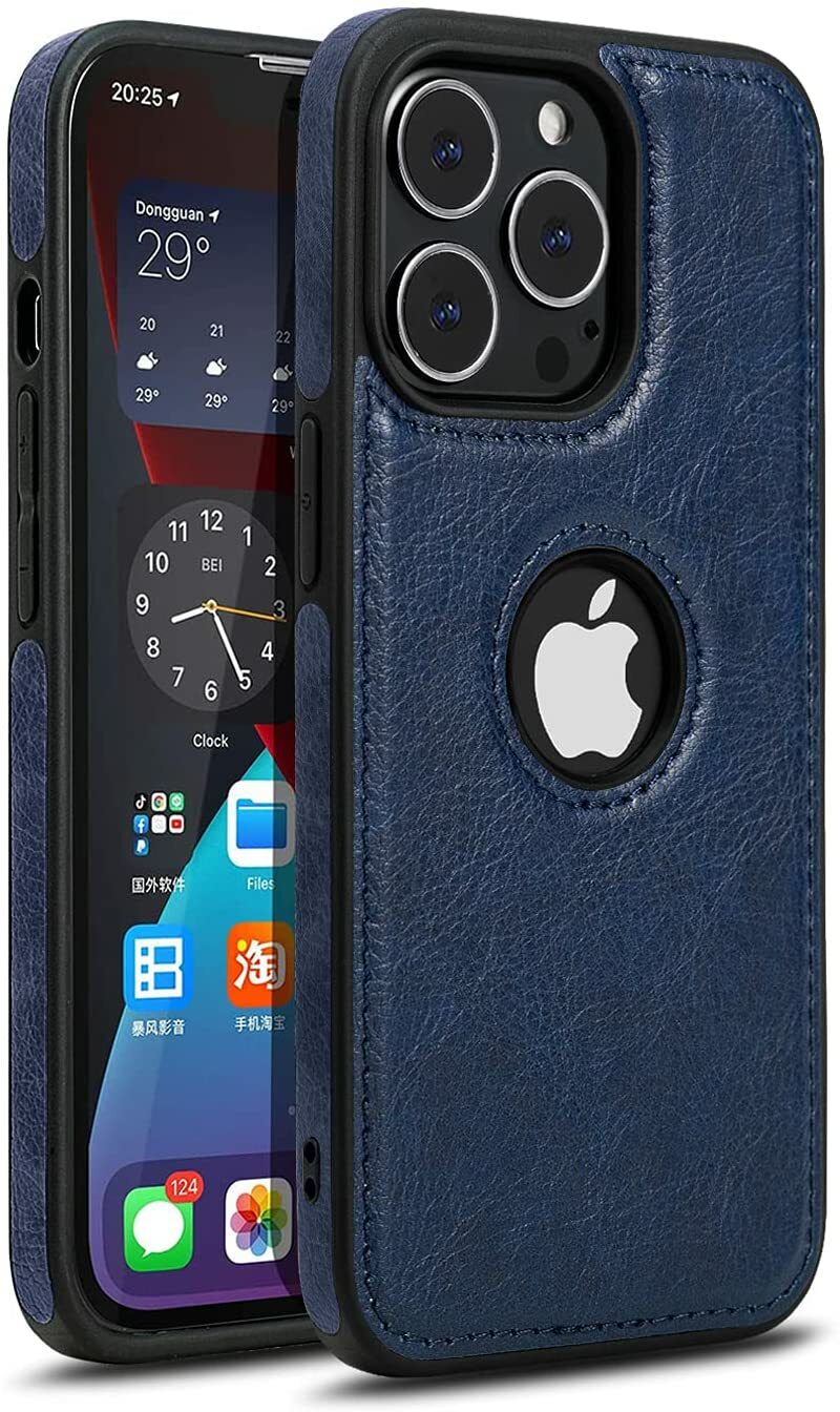 iCon Luxurious Leather Back Case for iPhone 14 Pro and 14 Pro Max Deep Purple, Blue, Black and Green