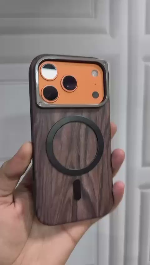 Wooden texture premium back case with magsafe for iPhone 17 Pro Max and 17 Pro