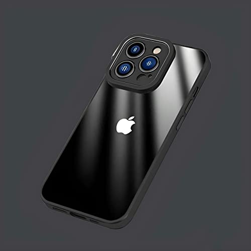 iPhone 14 Pro Glass Back Cover with Slim fit Shock Proof Design Matt Black Colour