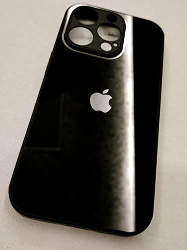 iPhone 14 Pro Glass Back Cover with Slim fit Shock Proof Design Matt Black Colour