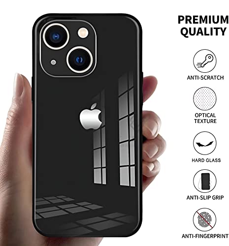 Glass Back Cover Slim fit Shock Proof Design case for iPhone 13 Matt Black Colour