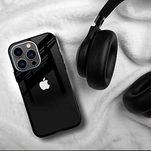 iPhone 14 Pro Glass Back Cover with Slim fit Shock Proof Design Matt Black Colour