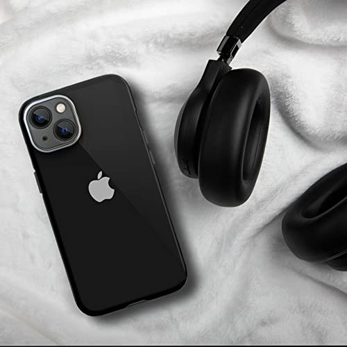 Glass Back Cover Slim fit Shock Proof Design case for iPhone 13 Matt Black Colour