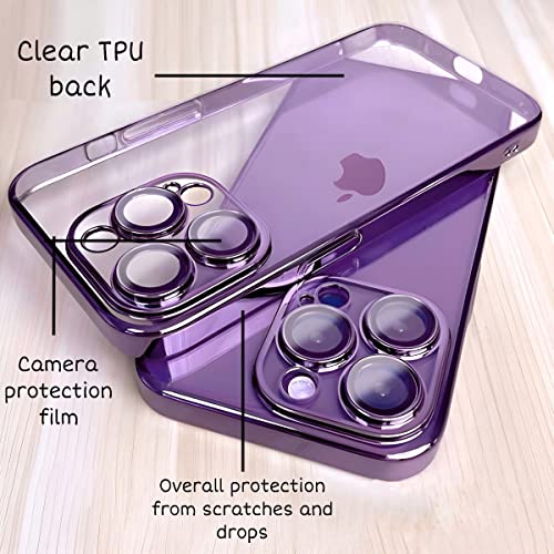 iPhone 14 Pro Max Case with Camera Protection bump with Slim fit Shockproof design deep Purple Colour (TPU)